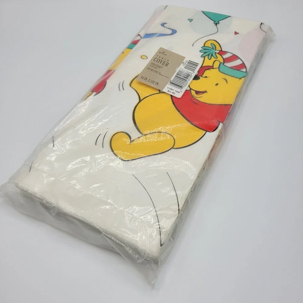 Vtg Winnie The Pooh Plastic Table Cover Disney Hallmark Party Tablecloth 54x102
